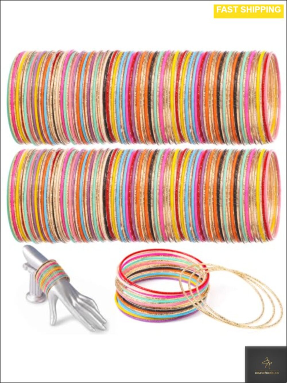 300 Pc Indian Bangle Set Shimmering Zinc Alloy Stackable Bracelets